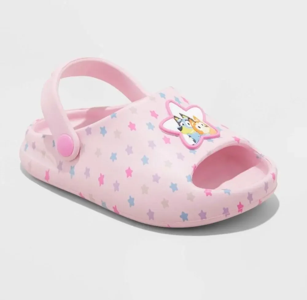 Bluey Toddler Girls Pink Star Comfort Clog Sandals Slingback Shoes Size 9T